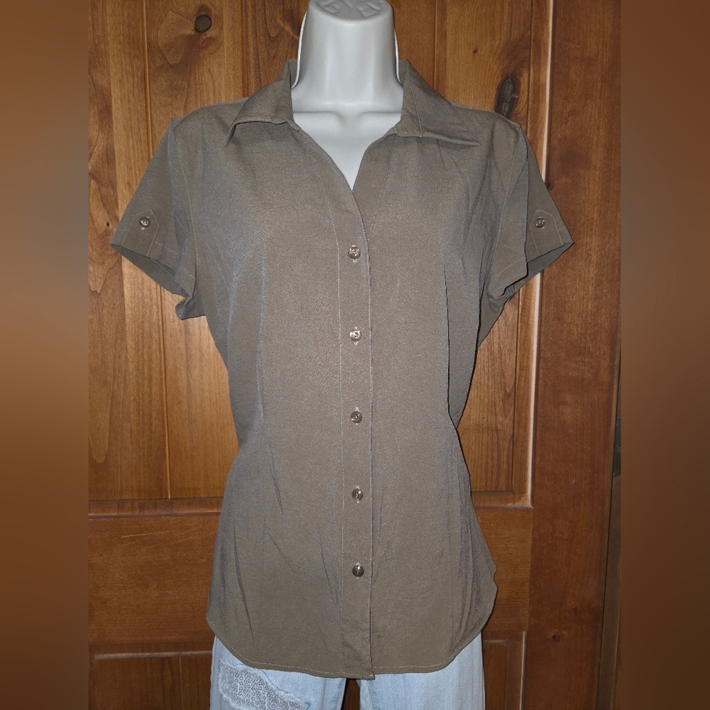Christopher & Banks Tan Button-Down Shirt‎
